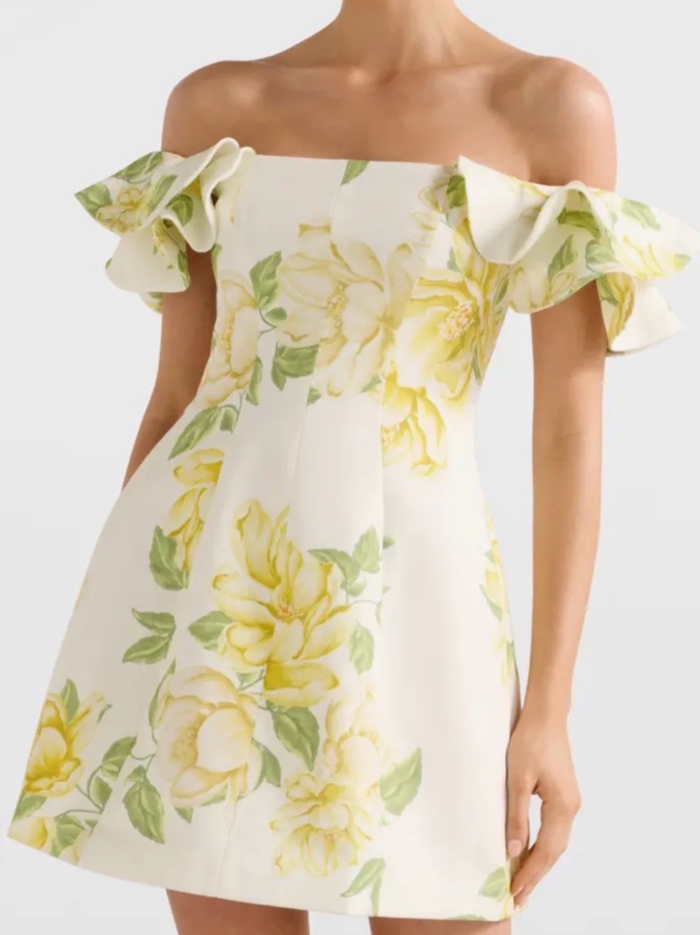 Kenzie Floral Off the Shoulder Linen Blend Minidress